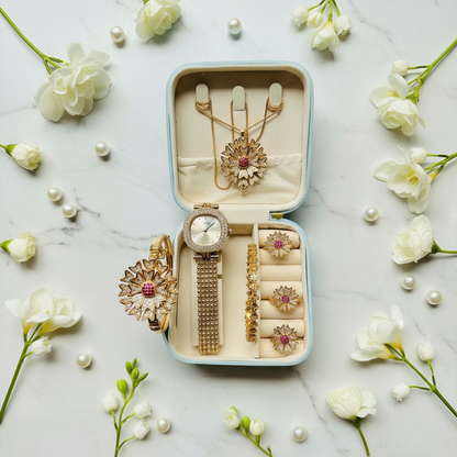 Luxury 6-in-1 Women's Jewelry & Watch Gift Set (Premium Box Included)