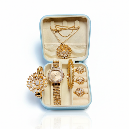 Luxury 6-in-1 Women's Jewelry & Watch Gift Set (Premium Velvet Box Included)