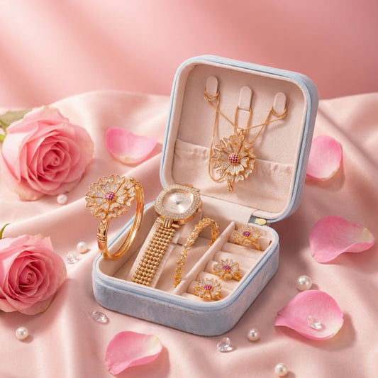 Luxury 6-in-1 Women's Jewelry & Watch Gift Set (Premium Box Included)