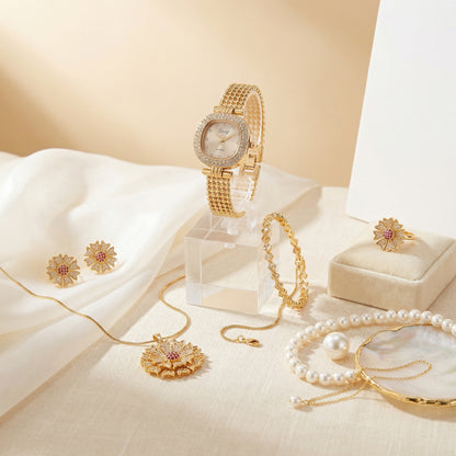 Luxury 6-in-1 Women's Jewelry & Watch Gift Set (Premium Box Included)